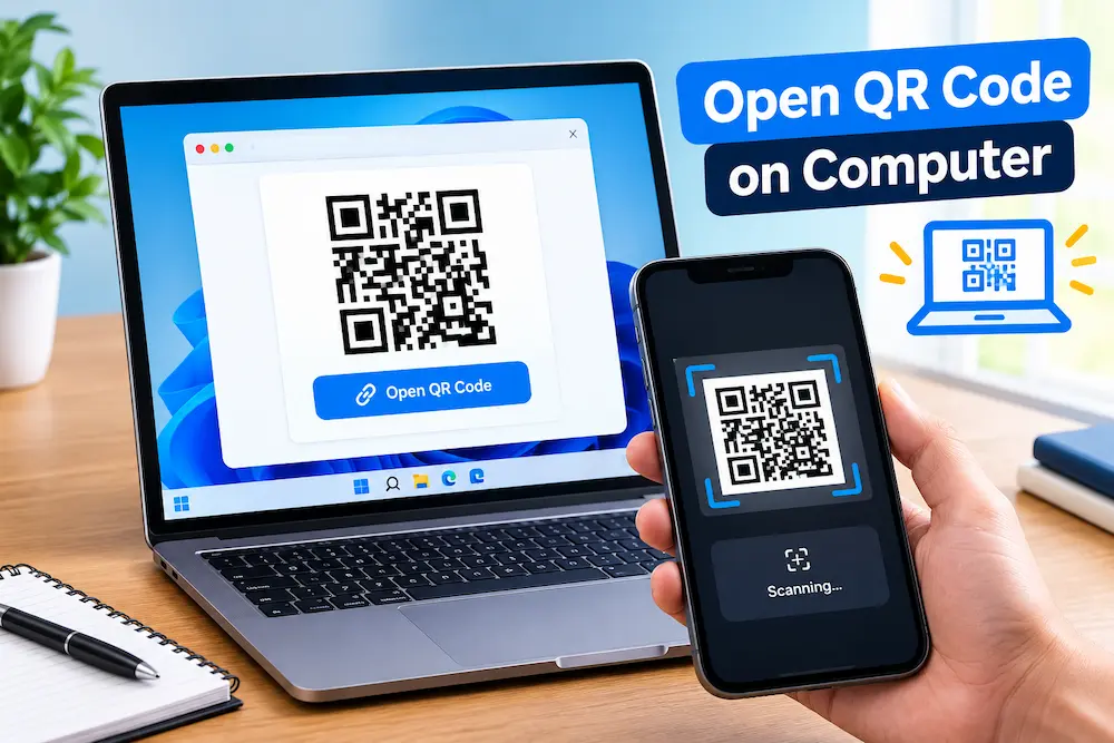 Image of open qr code on computer
