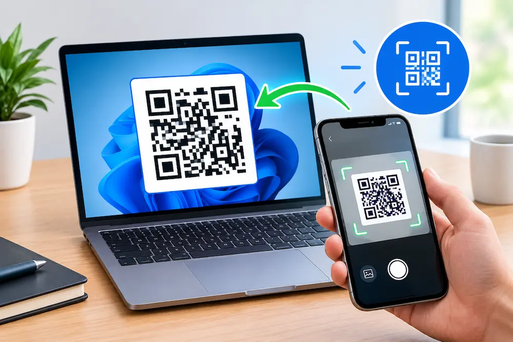 Image of scan qr code from laptop